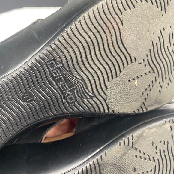 Dansko Women's size 41 Dixie Full Grain Black/Turquoise Women's Sandals Leather - Picture 4 of 16